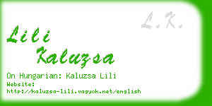 lili kaluzsa business card